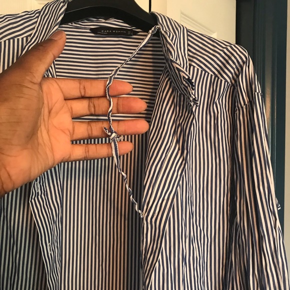 Blue and white button up Zara Shirt - Picture 5 of 6